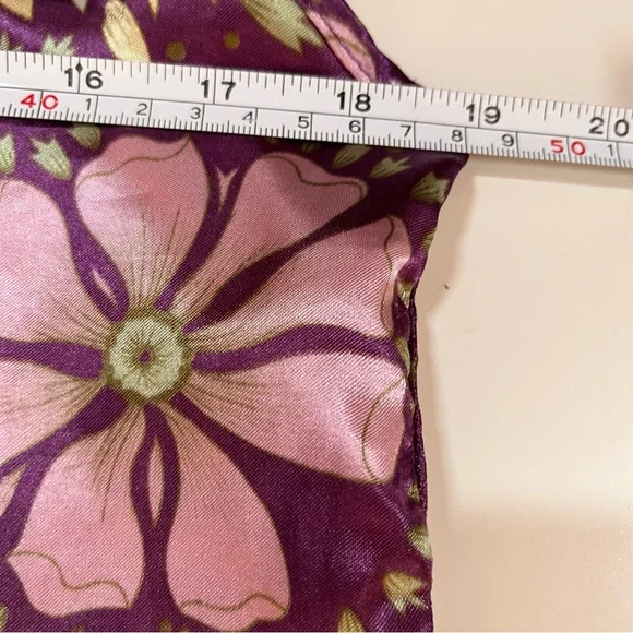 Vintage retro Asian floral royal purple green satin mini slip dress Robe set - Picture 16 of 16